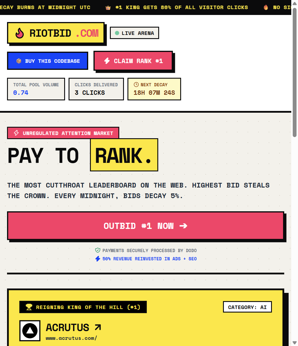 Riotbid — Pay-to-Rank SaaS Boilerplate